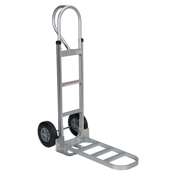 Silver Aluminum P-Handle Hand Truck With Hard Rubber Wheels